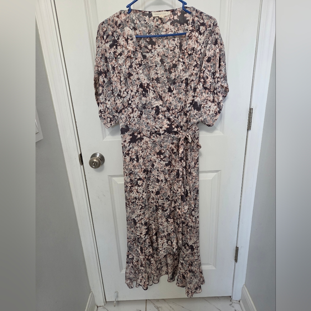 LOVESTITCH  WOMEN Bohemian Floral Chiffon Midi Dress SIZE L